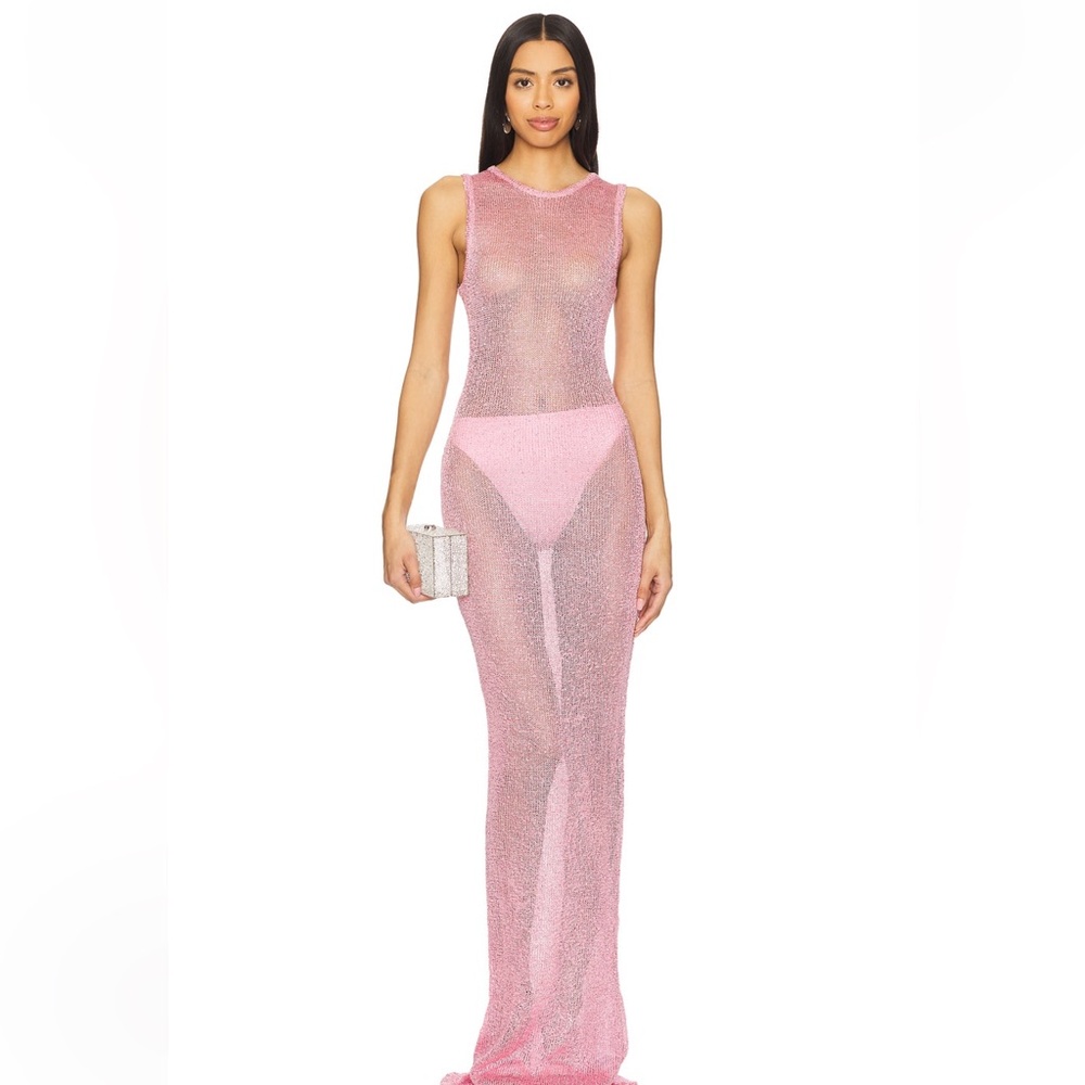 Superdown Pink Sheer Maxi Dress